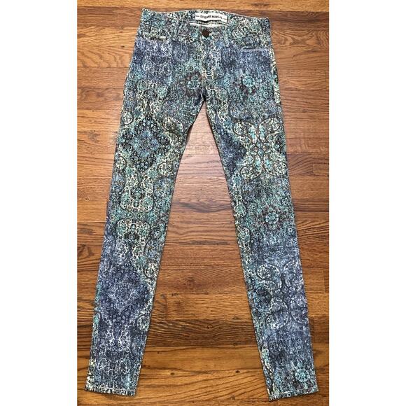 Etiene Marcel Jeans Womens 24 Blue Turquoise Paisley Design - Picture 2 of 13